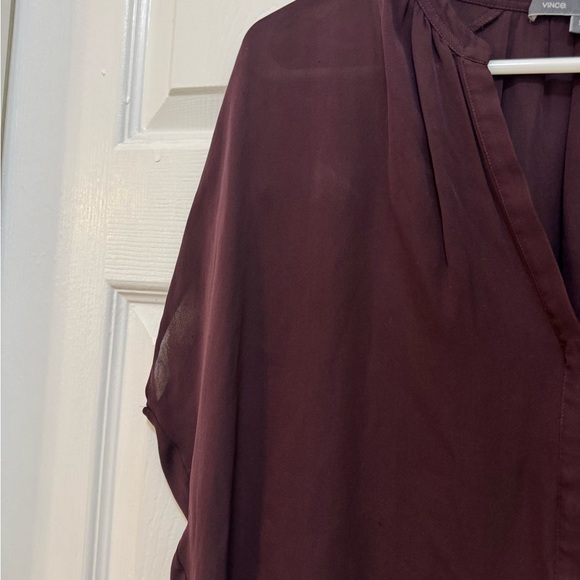 Vince Red Dolman Sleeve Blouse with Mandarin Collar - Picture 4 of 9